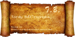 Tordy Bársonyka névjegykártya